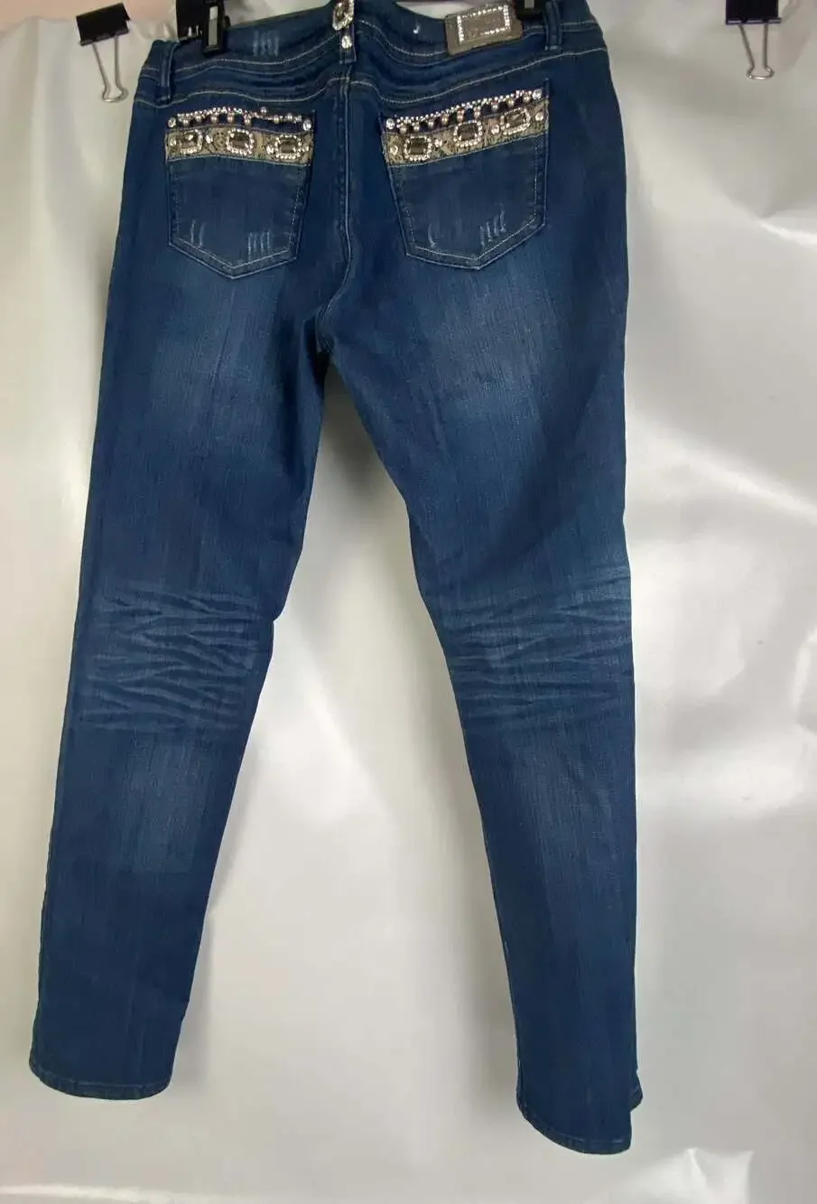 Grace in LA Women's Dark Blue Skinny Fit Embellished Sz 13/30 - Picture 3 of 9